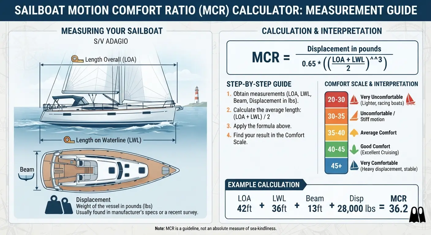 How to measure a sailboat for Motion Comfort Ratio calculation
