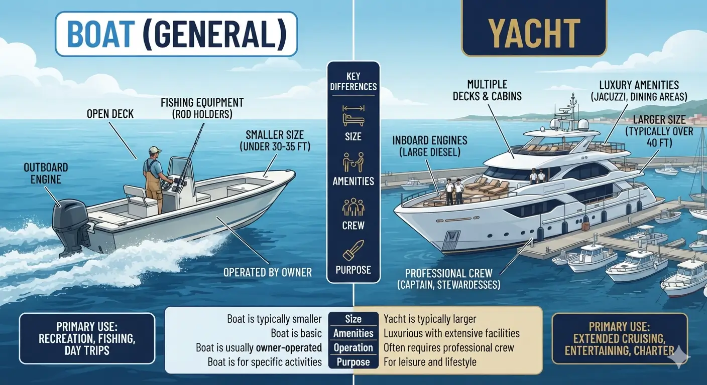 A luxury yacht anchored beside a smaller recreational boat in a coastal marina