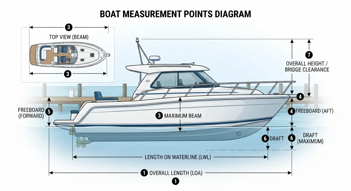 Overview diagram of boat measurement points