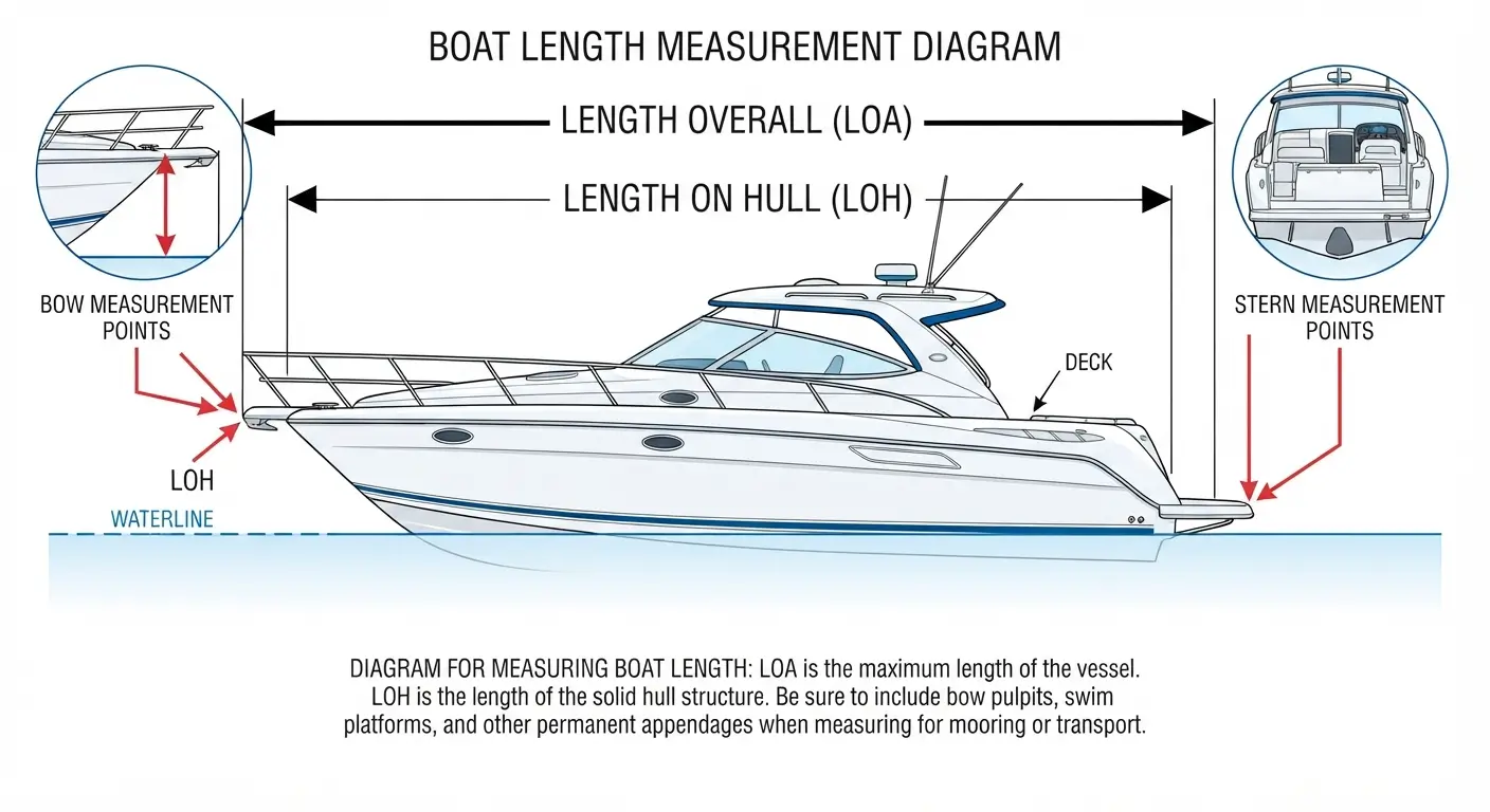 Overview diagram of measuring boat length